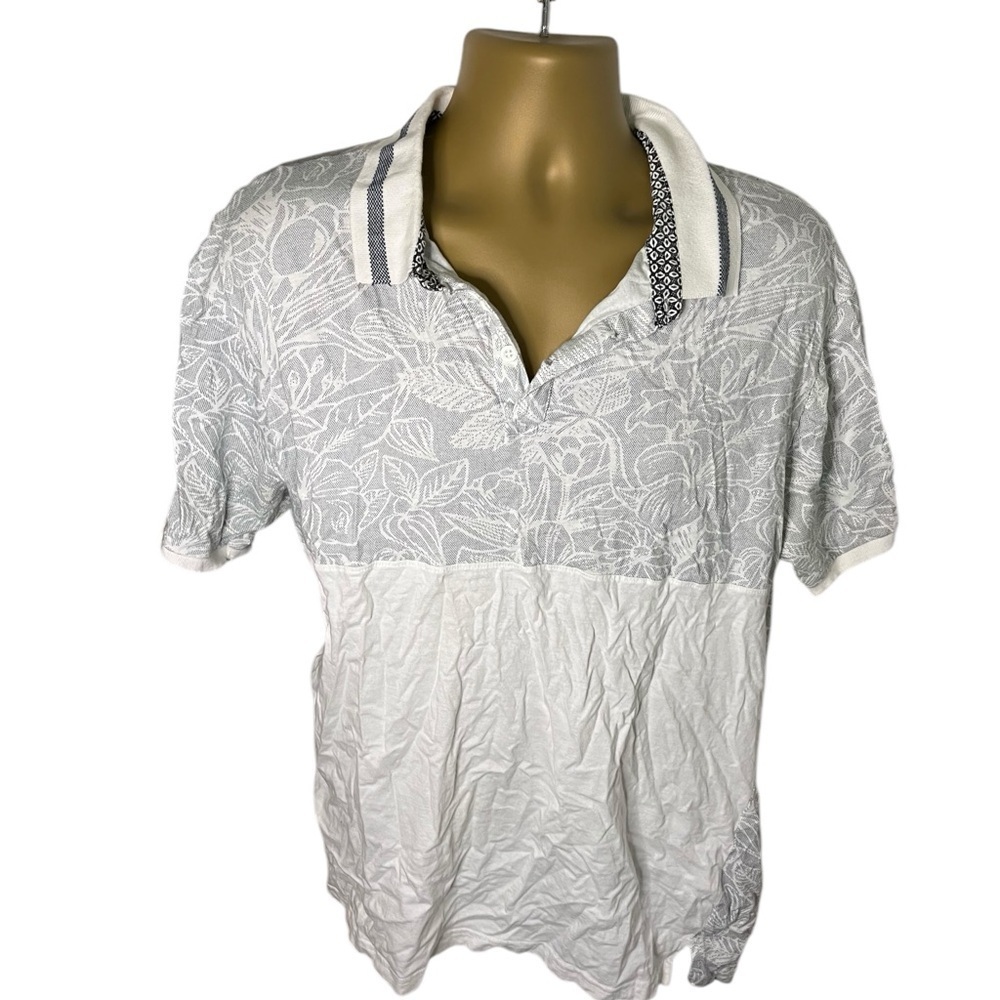 Colours by Alexander Julian Short Sleeve Polo Gray White Combo XXL